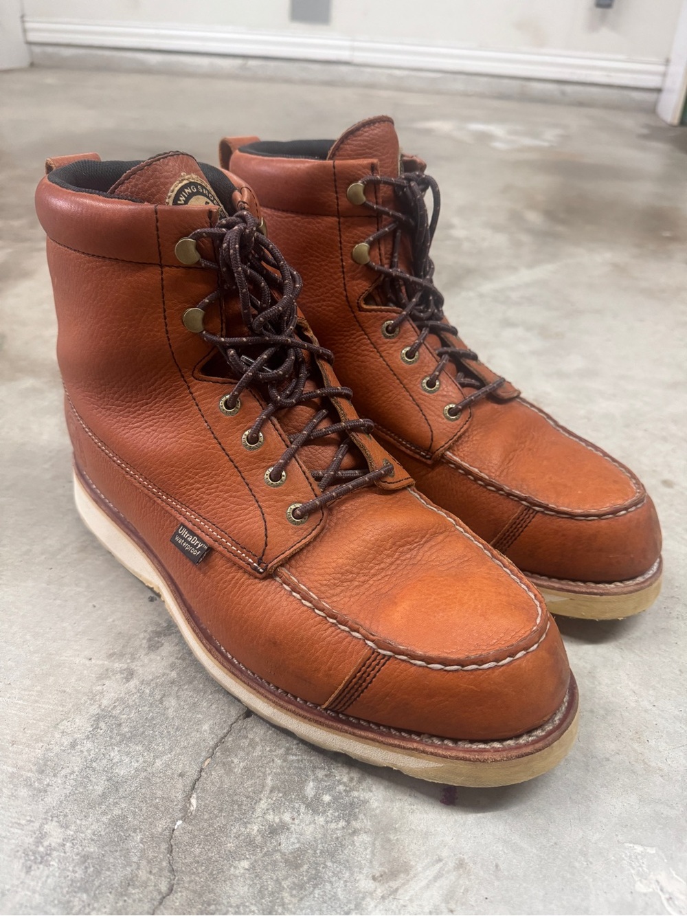 Red Wing Shoes Men's Tan Leather Moc Toe Work Boots 6” (size 14)